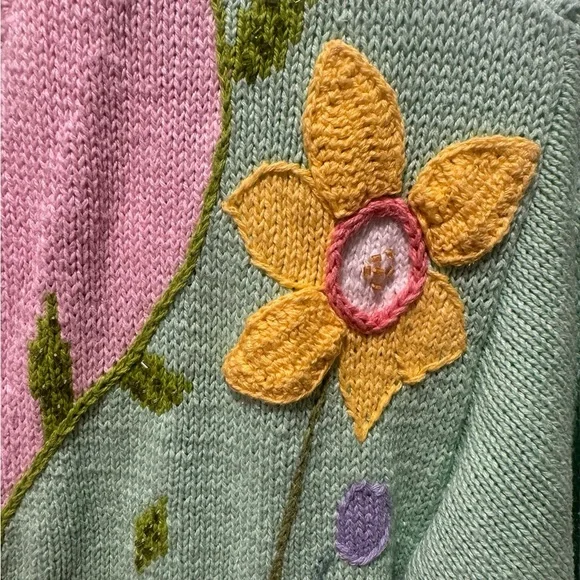 STORYBOOK KNITS Vintage Floral Embroidered Cardigan Sweater - Picture 3 of 10